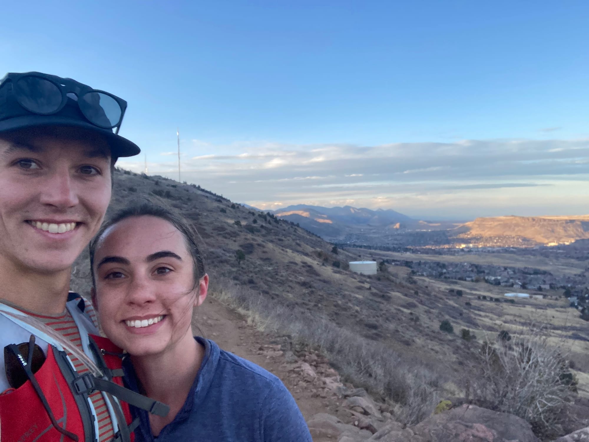 On a trail run together at North Table Mountain in Golden, CO.