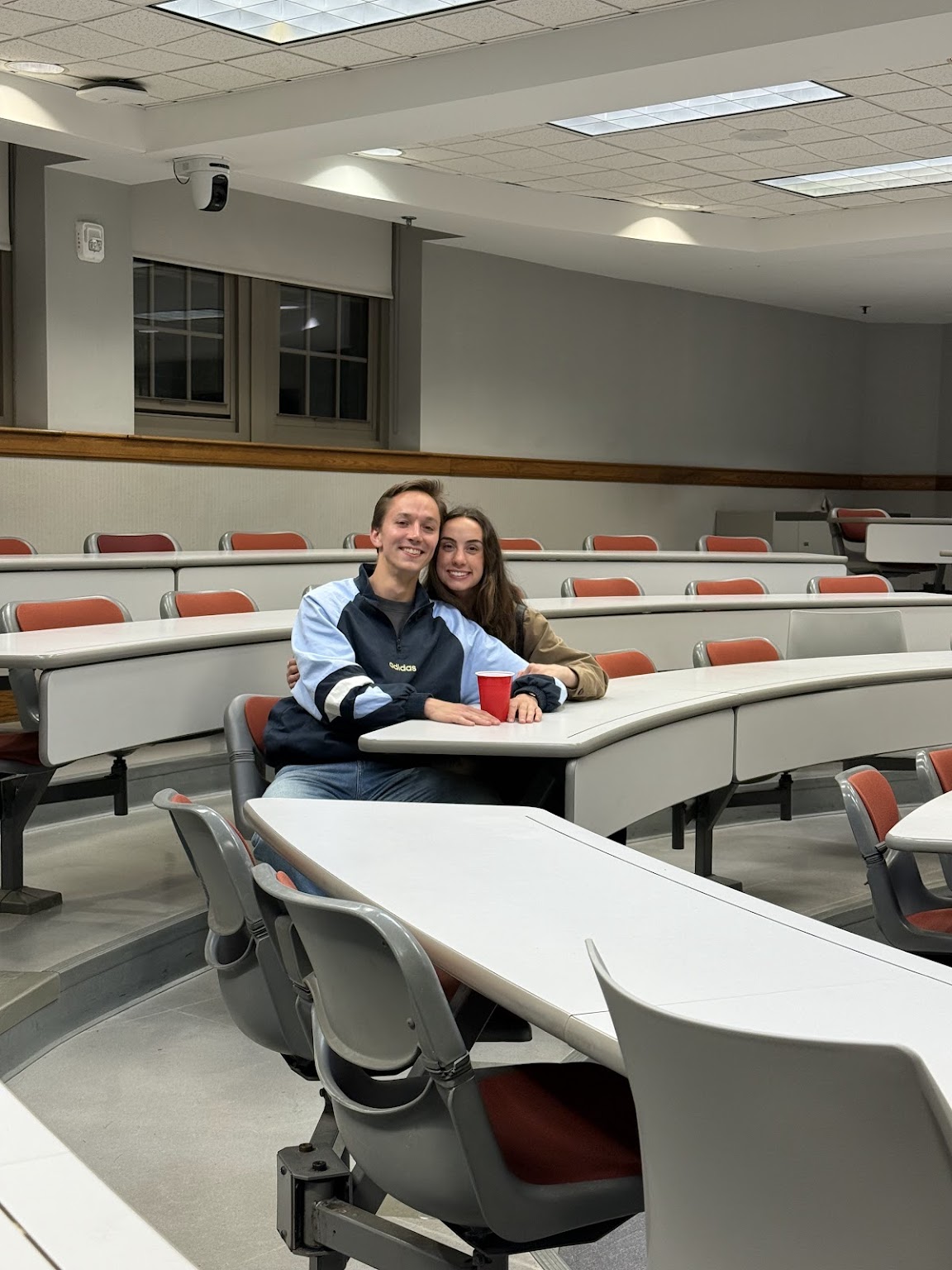 At our five year college reunion in the classroom where we took many CS classes together.